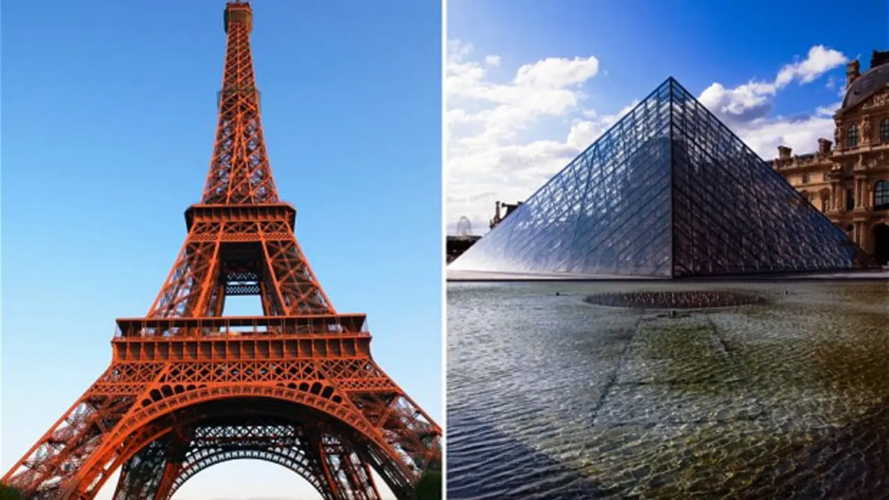Menara Eiffel dan Louvre