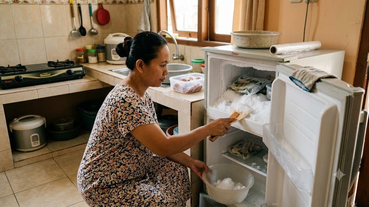 Trik Cepat Menguras Bunga Es di Freezer Kulkas 1 Pintu dengan Langkah Aman
