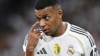 Aksi Kylian Mbappe&nbsp;dalam laga Real Madrid versus Real Mallorca di La Liga 2025/2026, Minggu (31/8/2025). (AP Photo/Manu Fernandez)