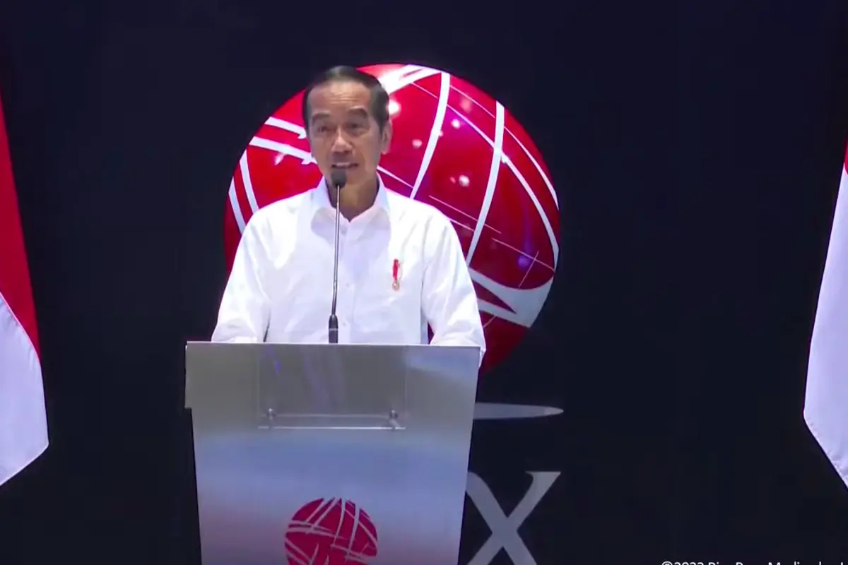 Presiden Jokowi dalam Peresmian Pembukaan Perdagangan Bursa Efek Indonesia Tahun 2023 di Jakarta, Senin (2/1/2023). (Istimewa)