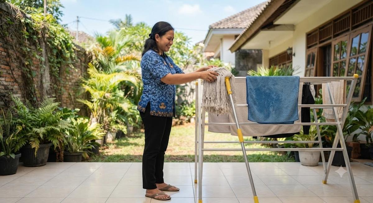 Hindari Menjemur di Ruangan Tertutup (AI Generated)