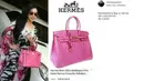 Syahrini tampil cantik saat mengenakan tas merek Hermes berwarna pink. Siapa yang menyangka jika tas ini berharga Rp 1.560.000.000. (Foto: instagram.com/fashionsyahrini)