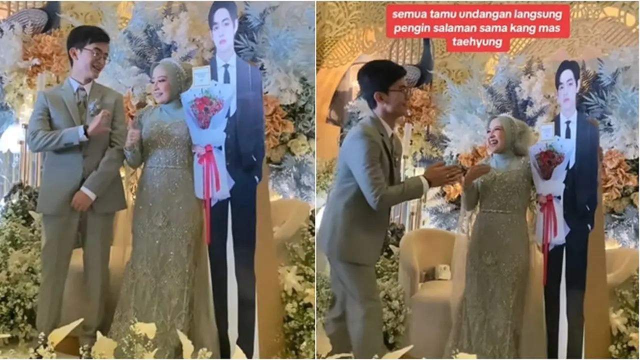 Momen Heboh Pengantin Wanita Diberi Standee V BTS, Netizen: Suaminya Juga Ganteng