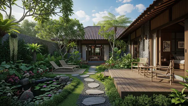 Contoh Rumah Sederhana untuk Hari Tua dengan Halaman Belakang Luas untuk Kebun Santai