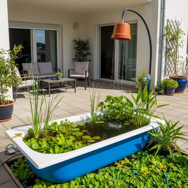 Ide Teras Rumah Luas dengan Kolam Ikan Mini di Sudut Depan