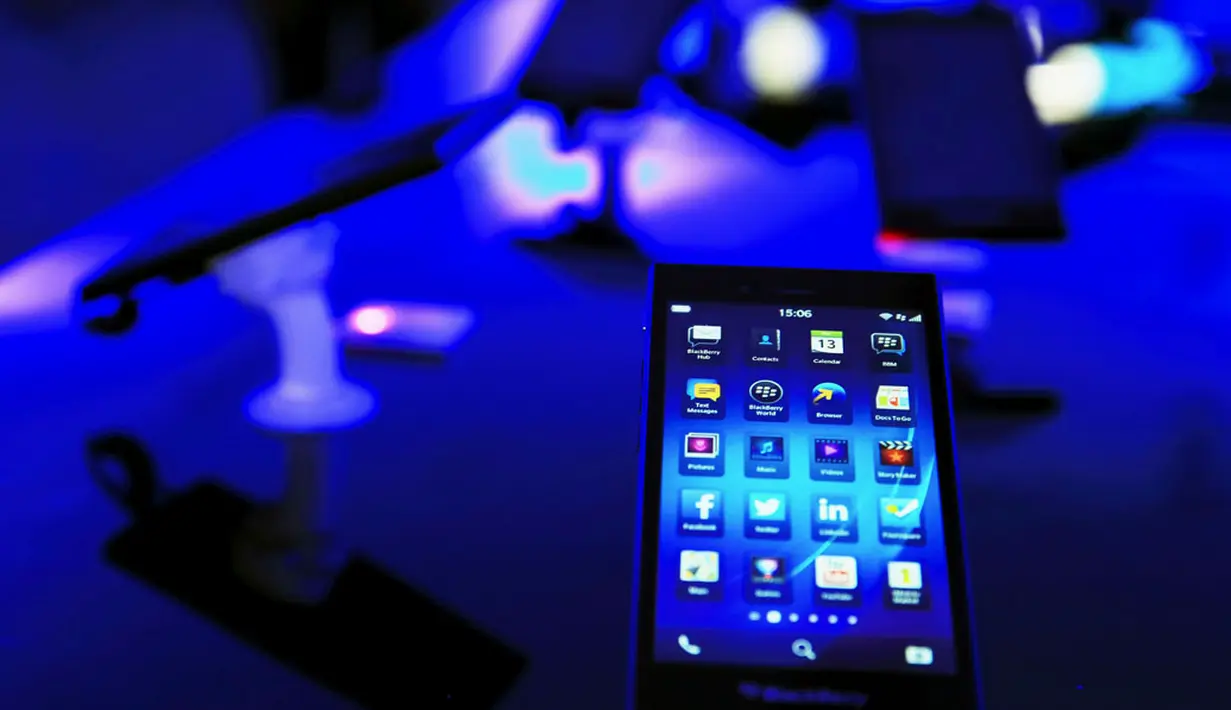 Selasa 13 Mei 2014, BlackBerry meluncurkan smartphone terbaru, Z3 atau yang dikenal dengan BlackBerry Jakarta. (REUTERS/Beawiharta)