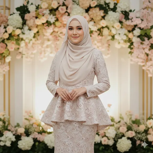 Kebaya Peplum Brokat Syari (Gemini AI)