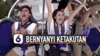 Ada-ada saja yang dilakukan oleh seorang pria ini untuk menutupi rasa takutnya dengan ketinggian.