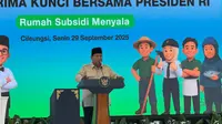 Prabowo di acara akad massal 26.000 KPR (Foto: Lizsa Egeham/Liputan6.com)