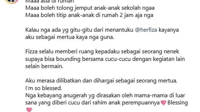 Ini respon Donna Harun saat diminta jaga cucu. (credit:instagram.com/donnaharunofficial)
