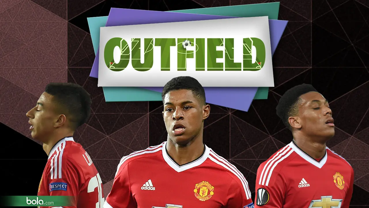 Outfield: Jese Lingard, Marcus Rashford Anthony Martial (Bola.com/Samsul Hadi)