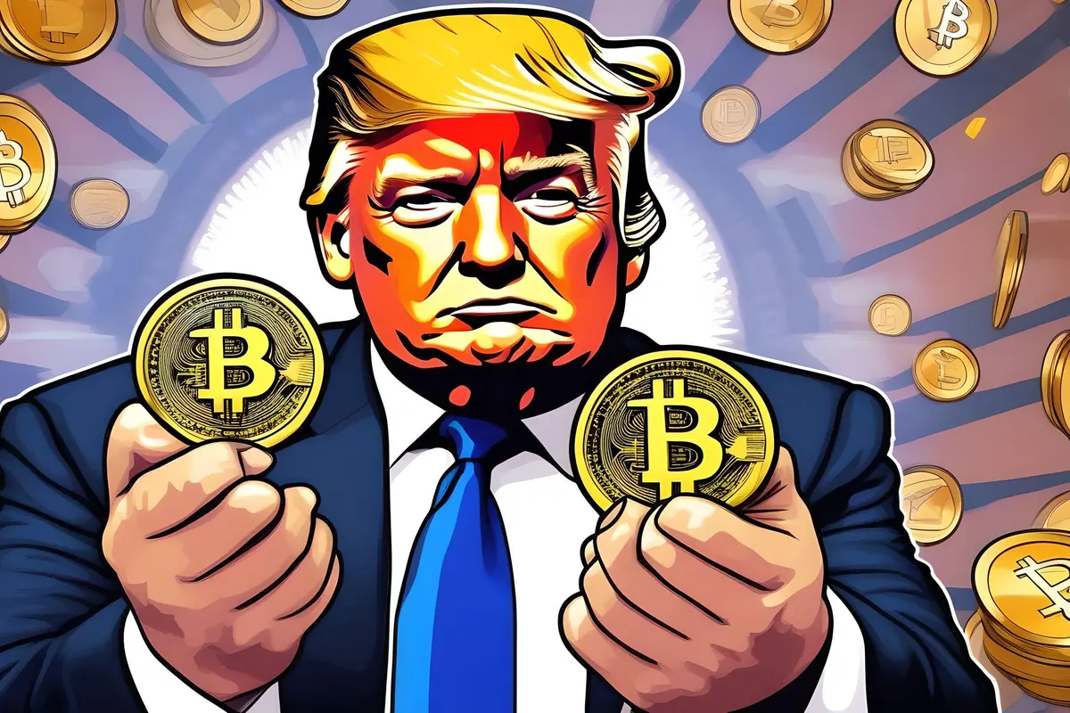 Aset kripto memecoin bertema Donald Trump (TRUMP). (Foto: By AI)