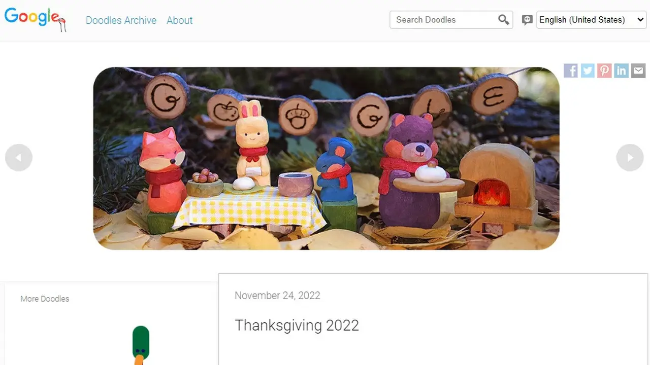 Google Doodle Thanksgiving untuk pengguna di AS (Google)