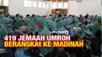 Sekitar 400-an jemaah berangkat ibadah umrah ke tanah suci di tengah pandemi covid-19 yang belum reda. Mereka diimbau untuk disiplin protokol kesehatan agar terhindar dari penularan virus corona.