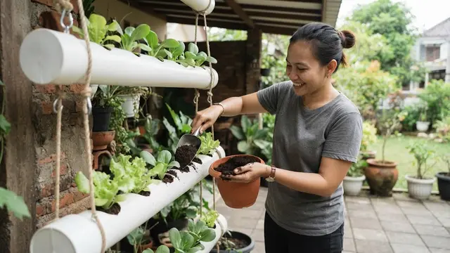 Cara Menanam Sayuran Daun di Pipa Paralon Gantung Teras Rumah, Hemat Tempat dan Panen Cepat