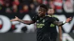 Ekspresi penyerang Real Madrid, Vinicius Junior saat pertandingan sepak bola Liga Spanyol melawan Rayo Vallecano de Madrid di Stadion Vallecas, distrik Madrid, Puente de Vallecas, 7 November 2022. (Pierre-Philippe Marcou/AFP)