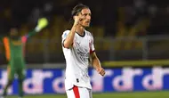 Gelandang AC Milan, Luka Modric, merayakan gol timnya dalam laga Serie A antara Lecce dan AC Milan di Stadion Via del Mare, Lecce, Italia, Jumat, 29 Agustus 2025. (Giovanni Evangelista/LaPresse via AP)