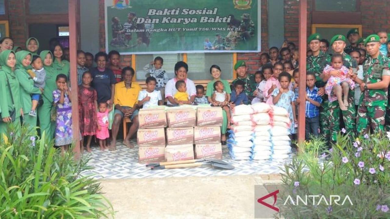 Batalyon 756/WMS Salurkan Bantuan Bahan Pokok ke Panti Asuhan Izinmo Wamena, Wujud Kepedulian HUT ke-21