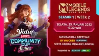 Link Live Streaming Vidio Community Cup Ladies Mobile Legends  Season 1 Week 2 di Vidio, Selasa 18 Januari 2022. (Sumber : dok. vidio.com)