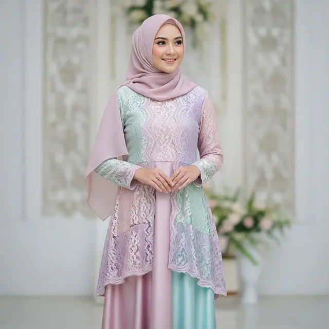 9 Model Gamis Brokat Satin Kombinasi Renda Timeless Elegan, Pilihan Busana Anggun