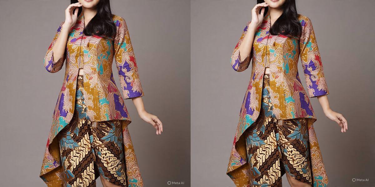 Ilustrasi Tunik Batik Kombinasi Brokat