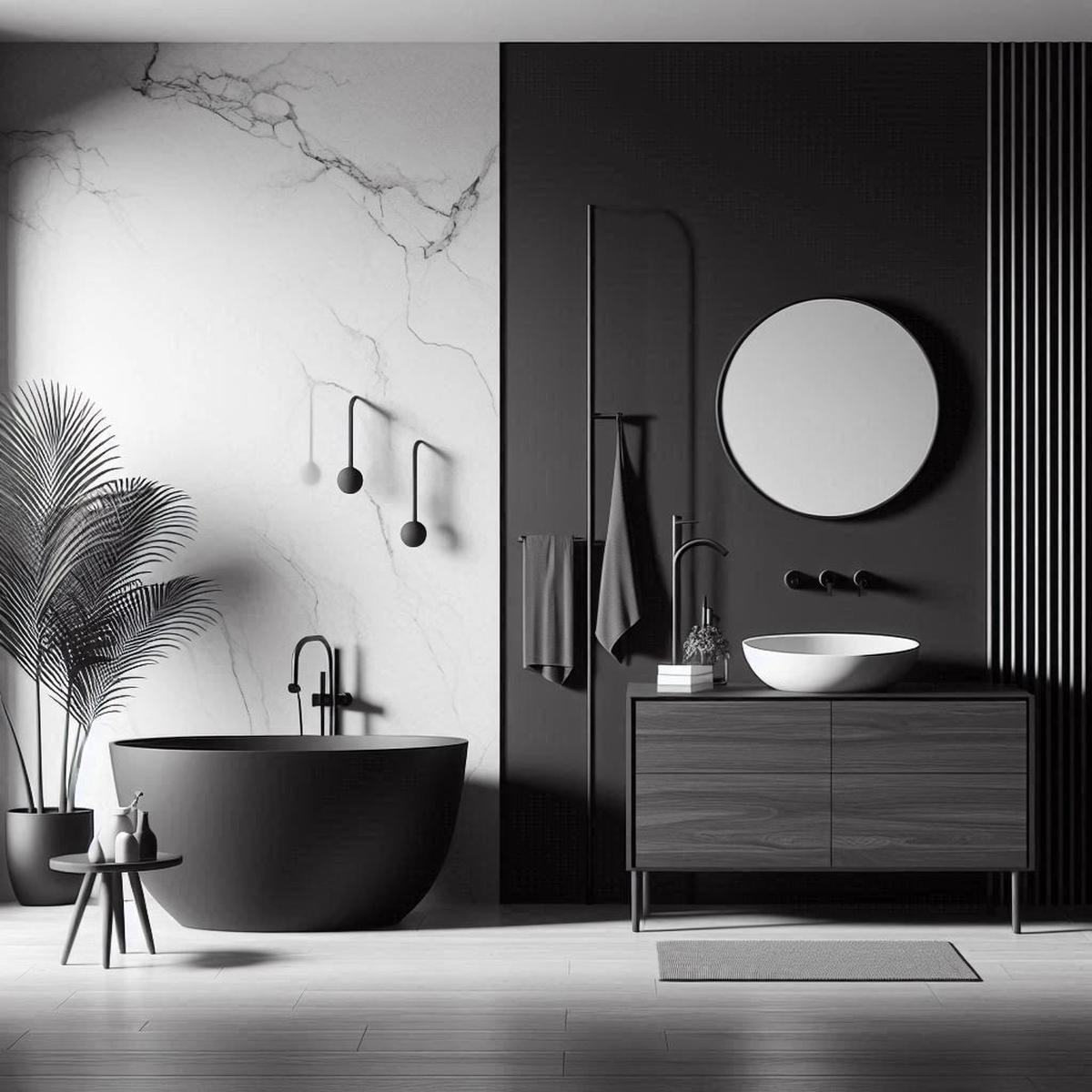 Desain Kamar Mandi Hitam Putih