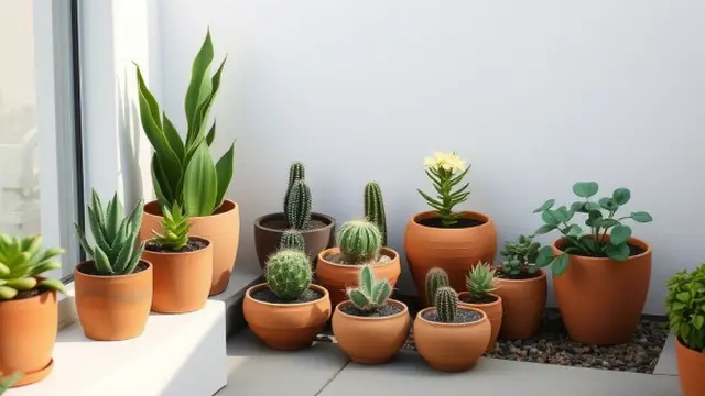 Taman Minimalis dengan Pot Sederhana