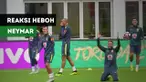 Neymar tampak heboh usai Philippe Coutinho mengolongi Filipe Luis pada sesi latihan Timnas Brasil, Minggu (9/9/2018)