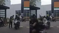 Aksi arogansi pemotor Kawasaki Ninja H2 menoyor satpam sehabis ditegur viral di media sosial. (Sumber: Instagram/@indorider150up)