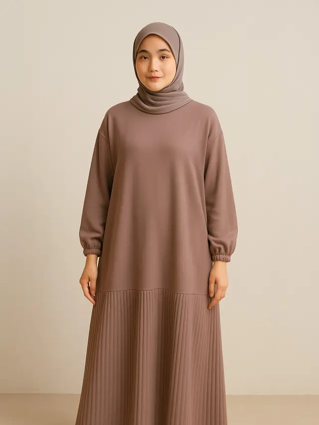 Gamis Kombinasi Plisket untuk Outfit Sehari-hari (Foto: ChatGPT)