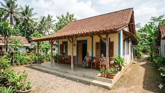 Desain Rumah 1 Lantai Atap Genteng Budget Rp50 Juta di Desa (Foto: Gemini AI)