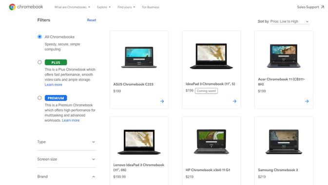 Deretan Produk Chromebook di Web Google