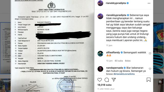 Unggahan Rian Ekky Pradipta alias Rian D'Masiv. (Foto: Instagram @rianekkypradipta)