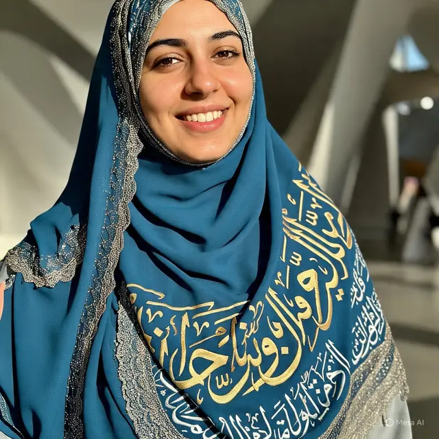 HIjab Timur Tengah Motif Kaligrafi (Created by Meta AI)