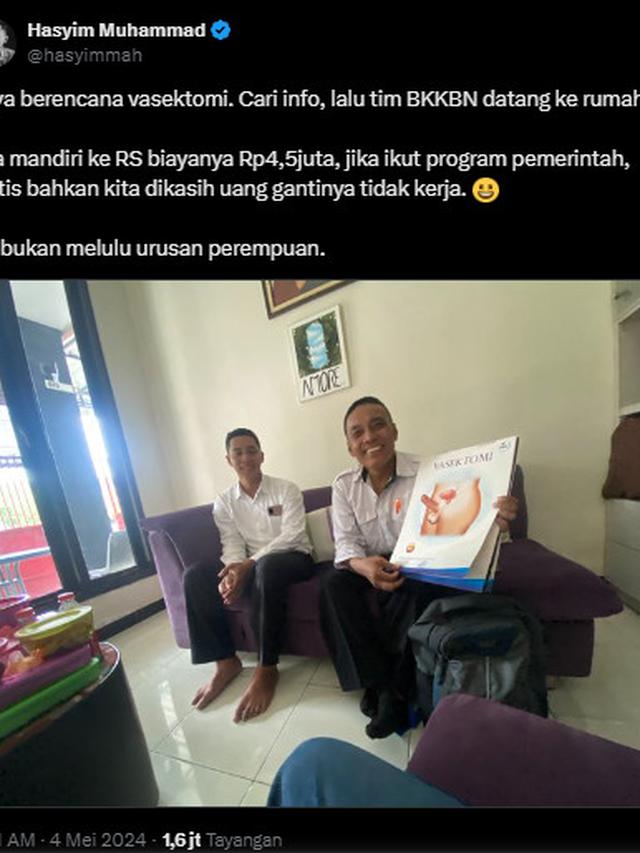 Vasektomi Pria Adalah Prosedur Kontrasepsi Permanen bagi yang Tidak Ingin Punya atau Tambah Anak (X.com/@hasyimmah)