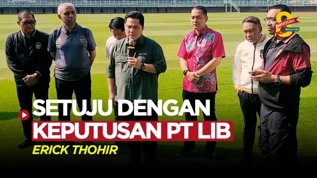 Berita Video, Erick Thohir dukung keputusan PT LIB tentang larangan suporter tur tandang di semua kompetisi dalam konferensi pers di Stadion Manahan pada Minggu (4/6/2023)