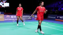Rachel Allessya Rose/Febi Setianingrum tampil sebagai ganda putri Indonesia kedua saat menghadapi Denmark pada perempat final Piala Uber 2026 di Forum Horsens, Denmark, Kamis (30/4) malam. (foto: PBSI)