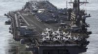 USS Carl Vinson lengkap dengan alutsistanya (Jo Jung-ho/Yonhap via AP)