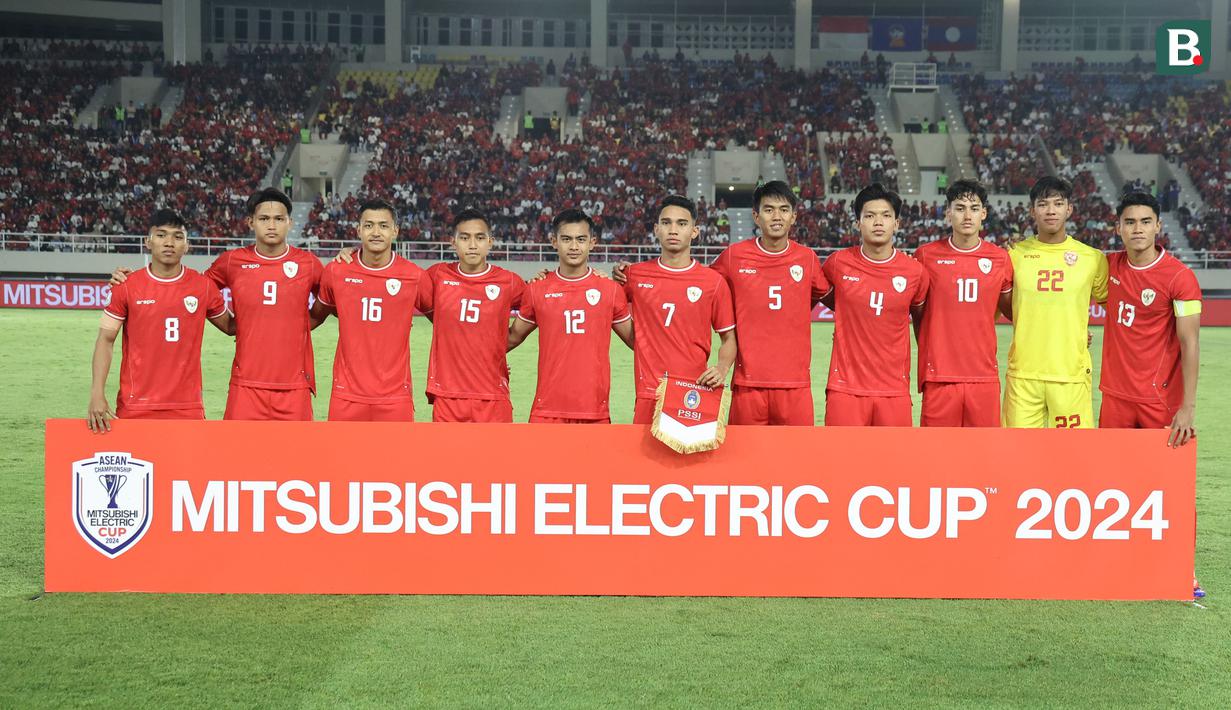 <p>Starting XI Timnas Indonesia pada laga lanjutan Grup B Piala AFF 2024 melawan Laos di Stadion Manahan, Solo, Jawa Tengah, Kamis (12/12/2024). (Bola.com/Abdul Aziz)</p>