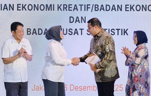 Penyampaian laporan statistik ekonomi kreatif dari Badan Pusat Statistik (BPS) kepada Kementerian Ekonomi Kreatif/Badan Ekonomi Kreatif.