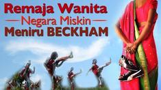 Video para remaja wanita Bangladesh berlatih sepak bola yang meniru pemain top dunia David Beckham.