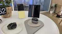 Galaxy Z Fold 6 dan Galaxy Z Flip 6 yang baru diluncurkan di Samsung Unpacked 2024 di Paris, Prancis. (Liputan6.com/Agustin Setyo Wardani)