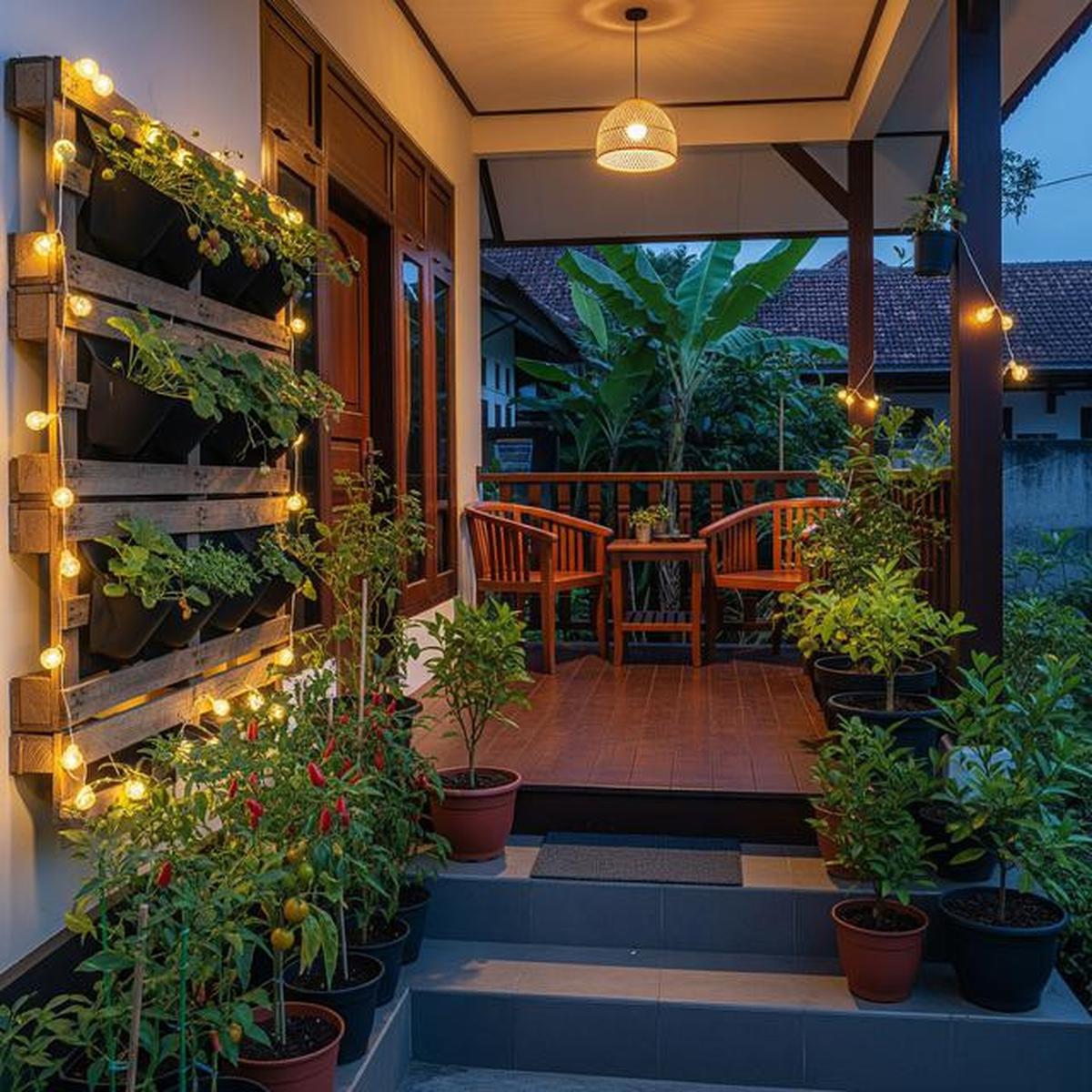 9 Model Teras Rumah Tipe Kecil dengan Taman Buah Mini, Lahan Sempit Jadi Kebun Produktif