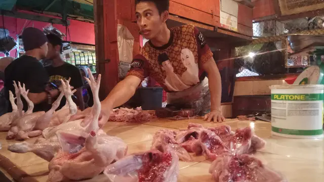 Ilustrasi penjual daging ayam.