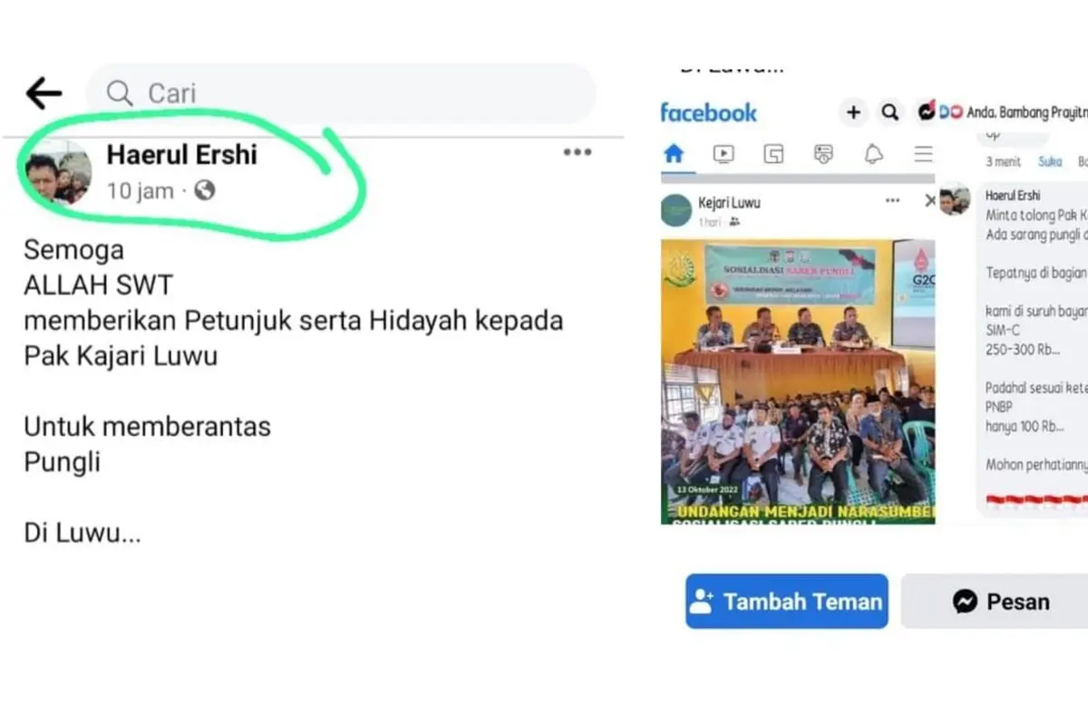 Tangkapan layar unggahan Aipda HR di Facebooknya (Liputan6.com/Istimewa)