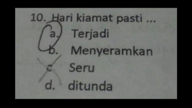 6 Jawaban yang Dipilih Murid di Soal Pilihan Ganda Ini Bikin Tepuk Jidat