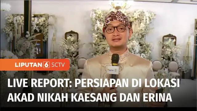 Jelang persiapan akad nikah Kaesang dan Erina telah rampung. Acara akad nikah akan digelar pukul 12.00 WIB. Wapres Ma’ruf Amin akan membacakan doa dan khutbah nikah.