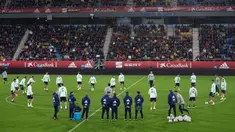 Para pemain Spanyol menghadiri sesi latihan di stadion Ramon de Carranza di Cadiz (14/11/2019). Spanyol akan bertanding melawan Malta pada Grup F Kualifikasi Piala Eropa 2020. (AFP Photo/Cristina Quicler)