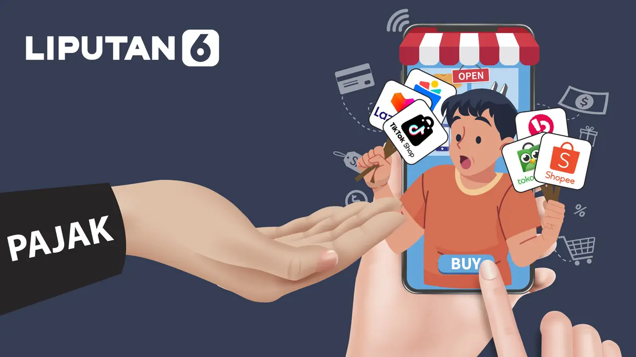 Banner Infografis Penjual di TikTok Shop hingga Shopee Cs Bakal Dipungut Pajak.