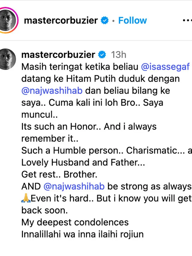 Unggahan Deddy Corbuzier. (Foto: Dok. Instagram @mastercorbuzier)